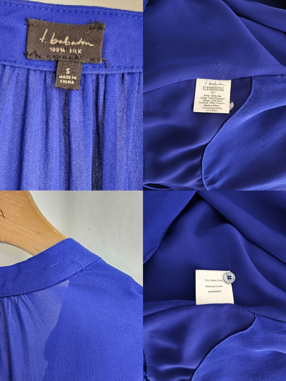 Aritzia T. Babaton Long Sleeve Silk Bennett Dress - Cobalt Blue - Picture 13 of 16